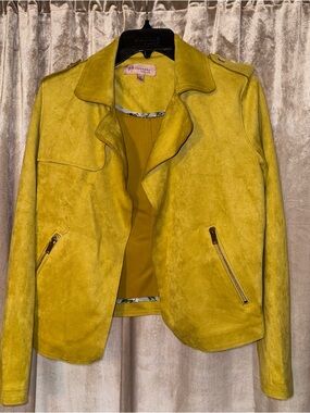 Philosophy Suede Moto Jacket in Mustard